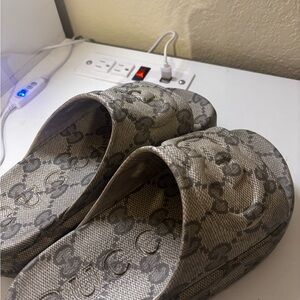 Gucci Gray Slide Sandals